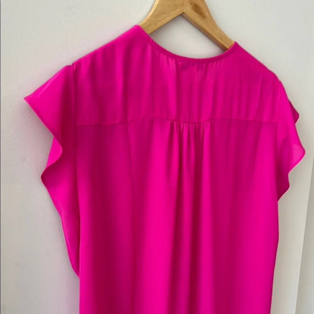 Chaus New York Exuberant Pink V-Neck Ruffle Sleeve Blouse Size XL - Picture 10 of 12